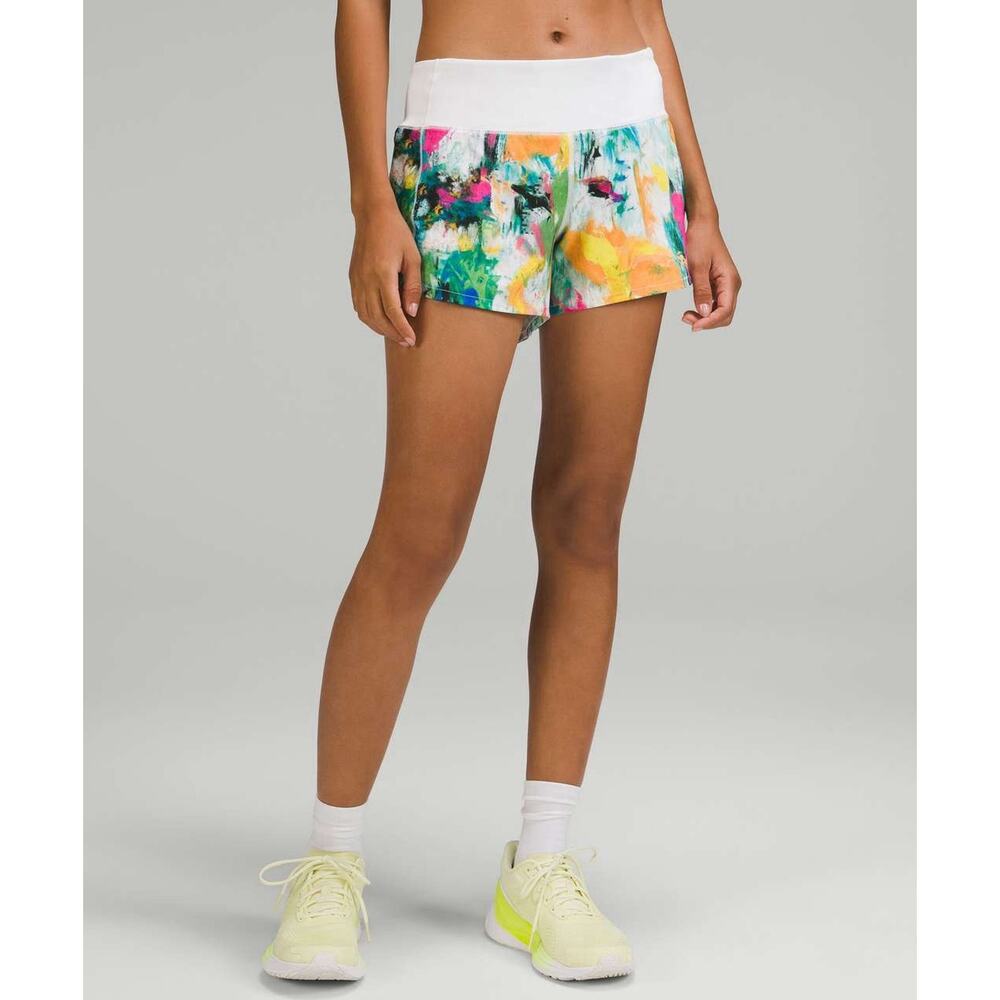 Lululemon Speed Up Shorts Multi Colored Size 8 Athletic Gorpcore Running Indie - Picture 3 of 15